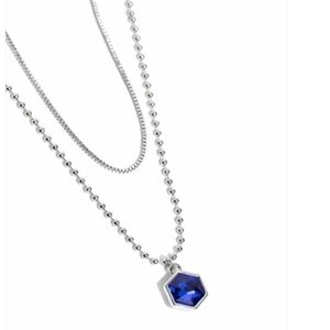 Paparazzi Silver Necklace with Blue Hexagon Pendant Call of the STYLE Fashion